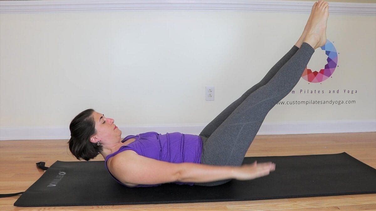 a picture of the classic version of the Pilates Hundred exercise